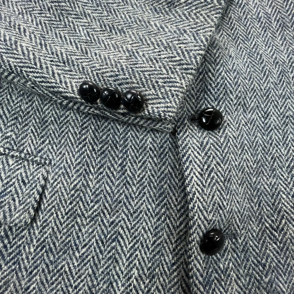 Vintage Harris Tweed Blazer Mens 42R Gray Herringbone Sport Coat Jacket Stafford